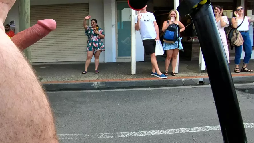 These ladies getting their CFNM urges fulfilled by this public erection at WNBR Byron Bay