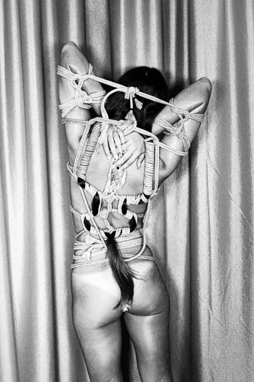 Emma with a very structured tie - rope and photo by me (The Dark Arts)