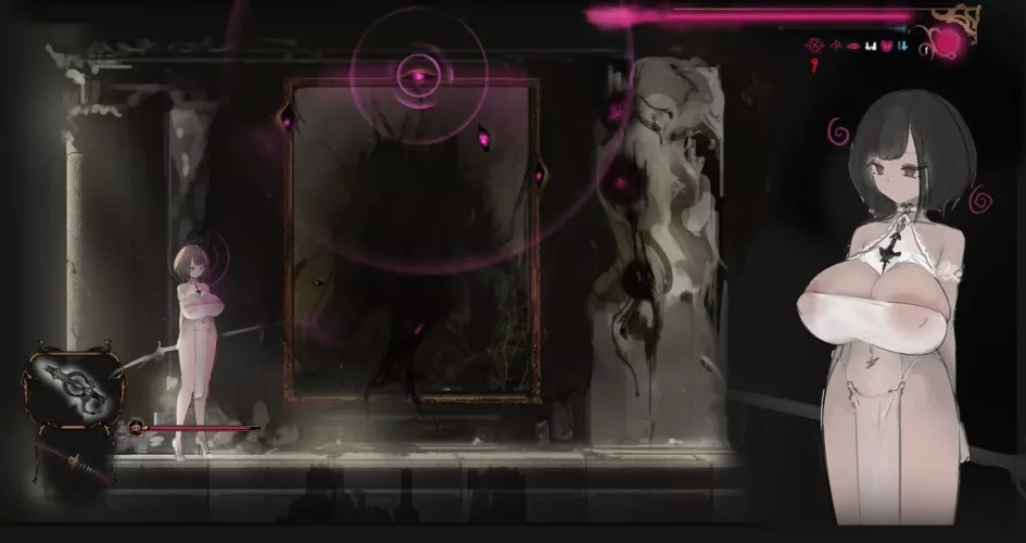 LF Color Source - Game , 1girl , Big Boobs , Maid , Gothic , Dark Hair , see trough