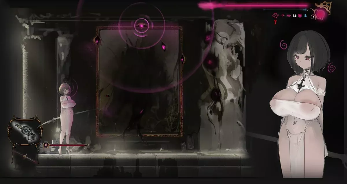 LF Color Source - Game , 1girl , Big Boobs , Maid , Gothic , Dark Hair , see trough