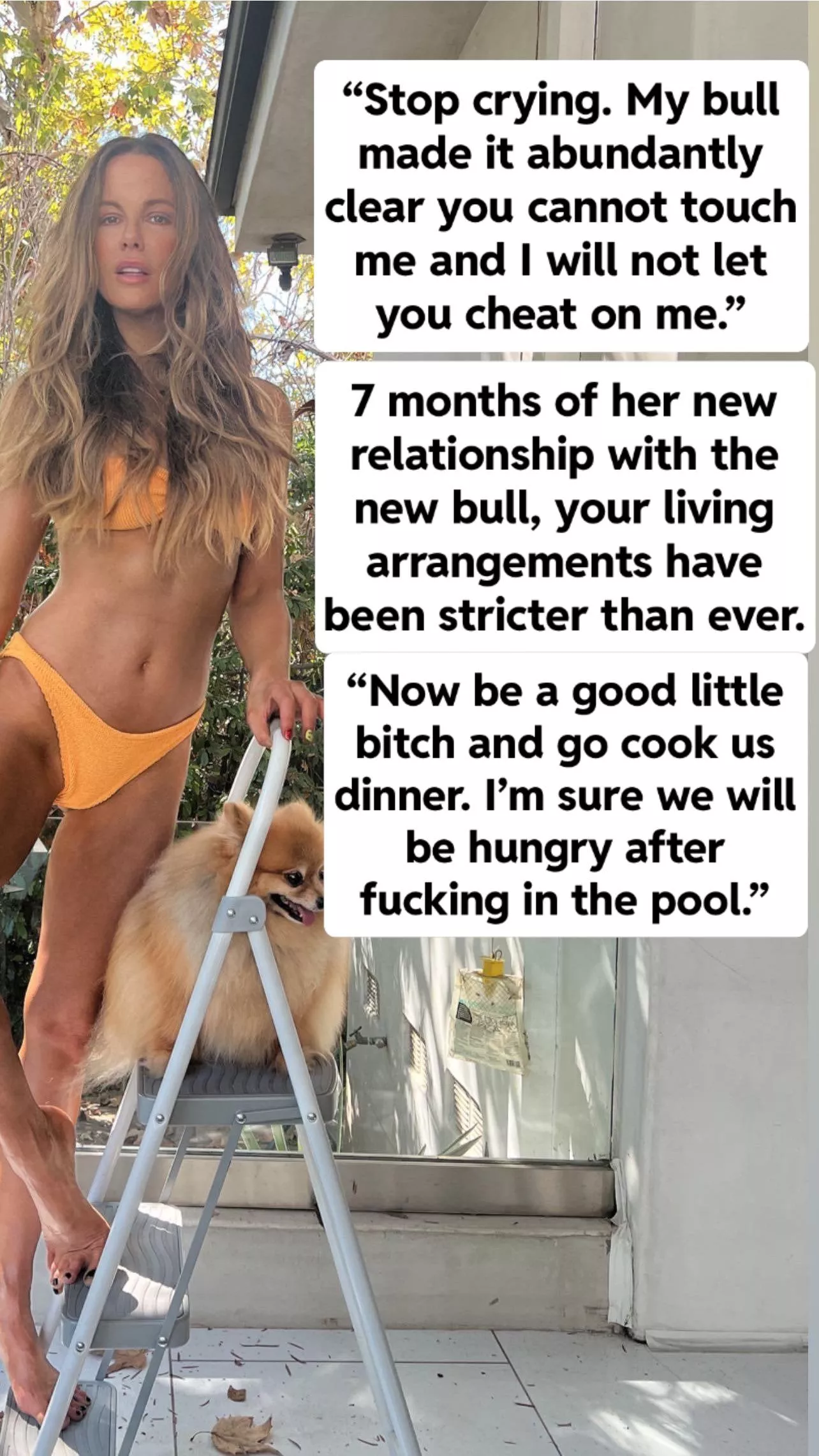 Your wife’s new bull has no empathy for you. It seems to be rubbing off on her.