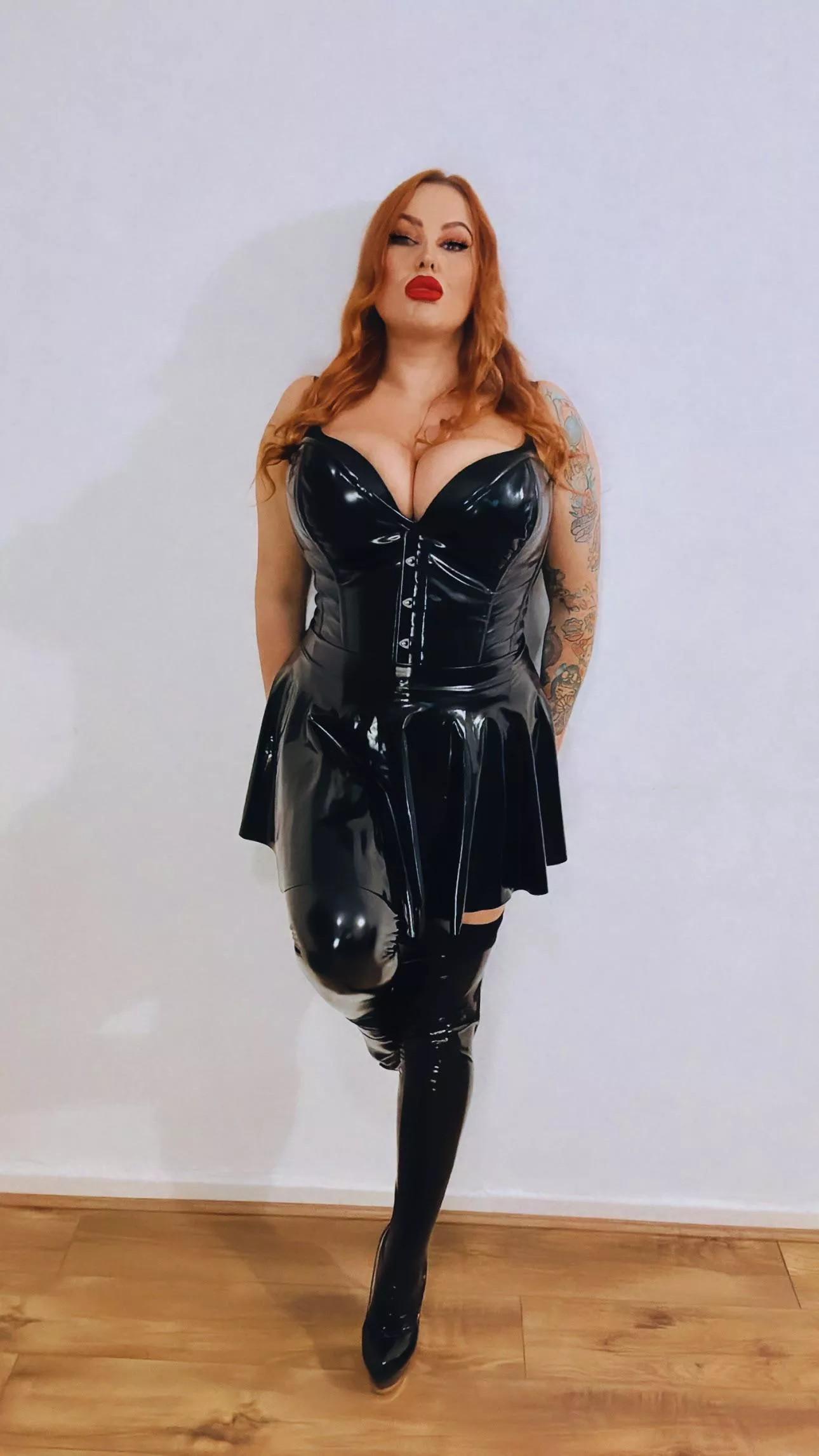 My favourite shiny outfit with matching stockings.