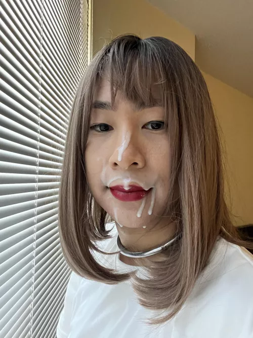 The only moustache an asian sissy can have is a cumstache