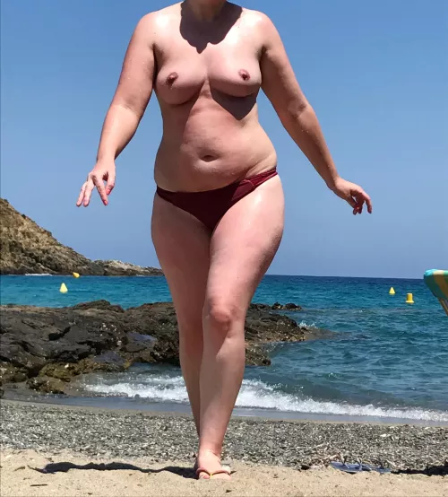 My wife at the beach