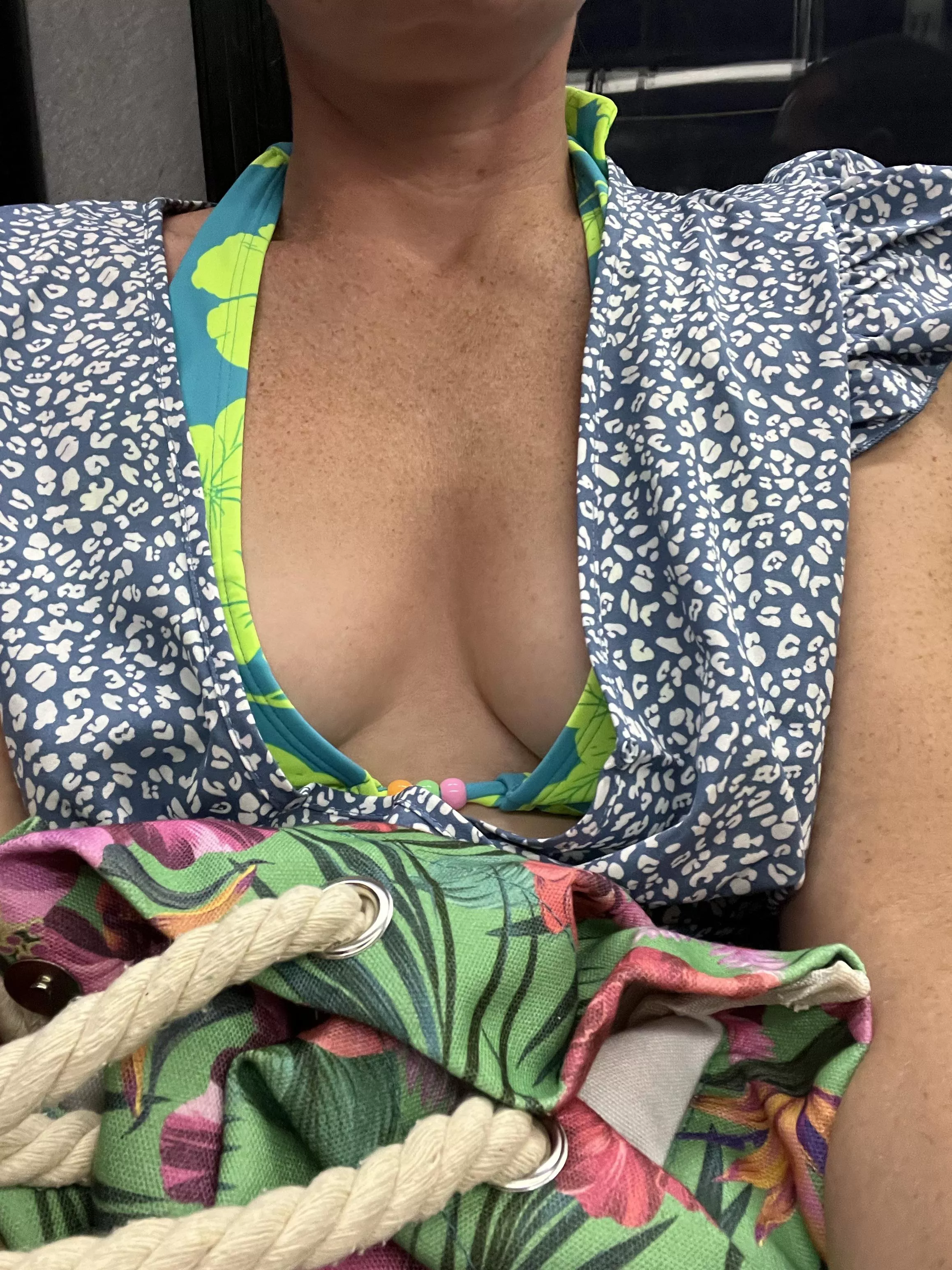 On the bus to the beach, hope people stare.