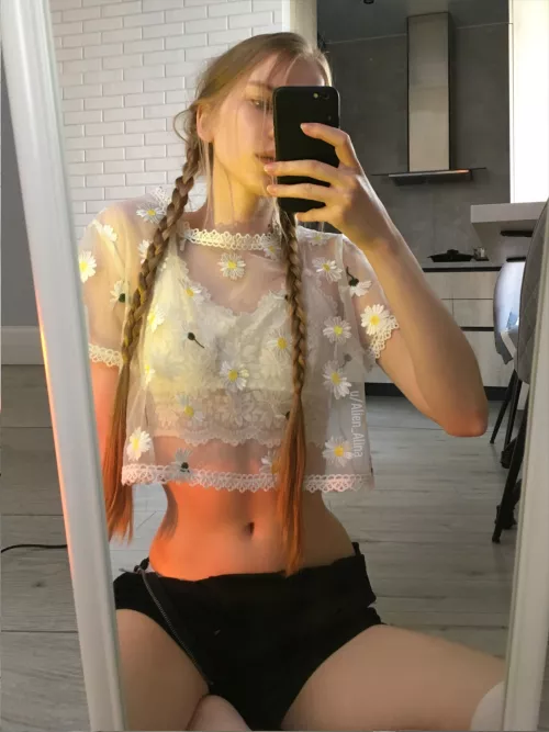 pigtails below the navel