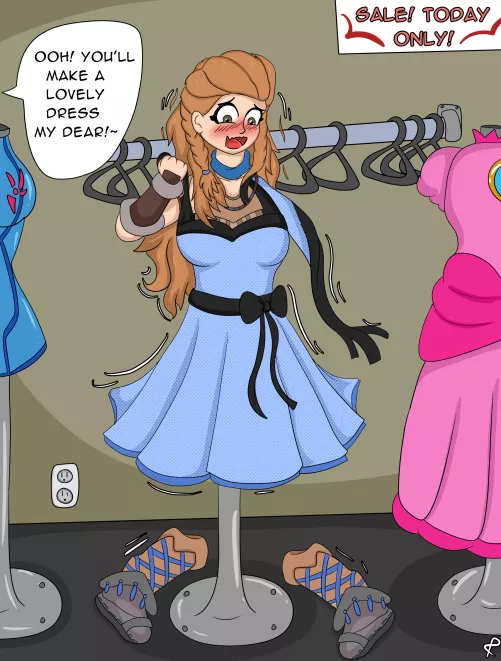 The Dress Shop (Human F Aloy -> Blue Dress) [Horizon Zero Dawn/Forbidden West] by ProjectPorygon