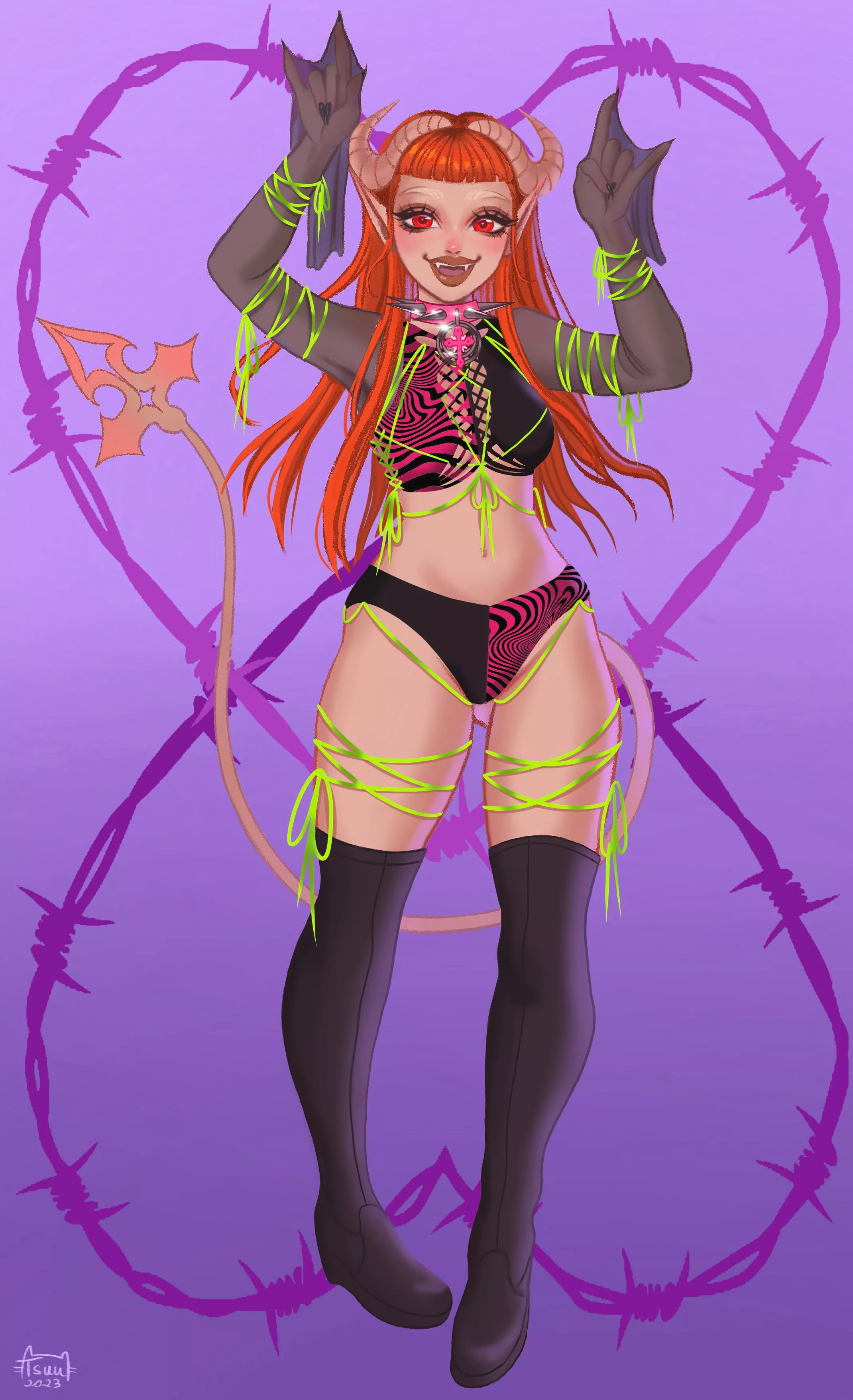 Persephone the Succubus in some of her best work attire