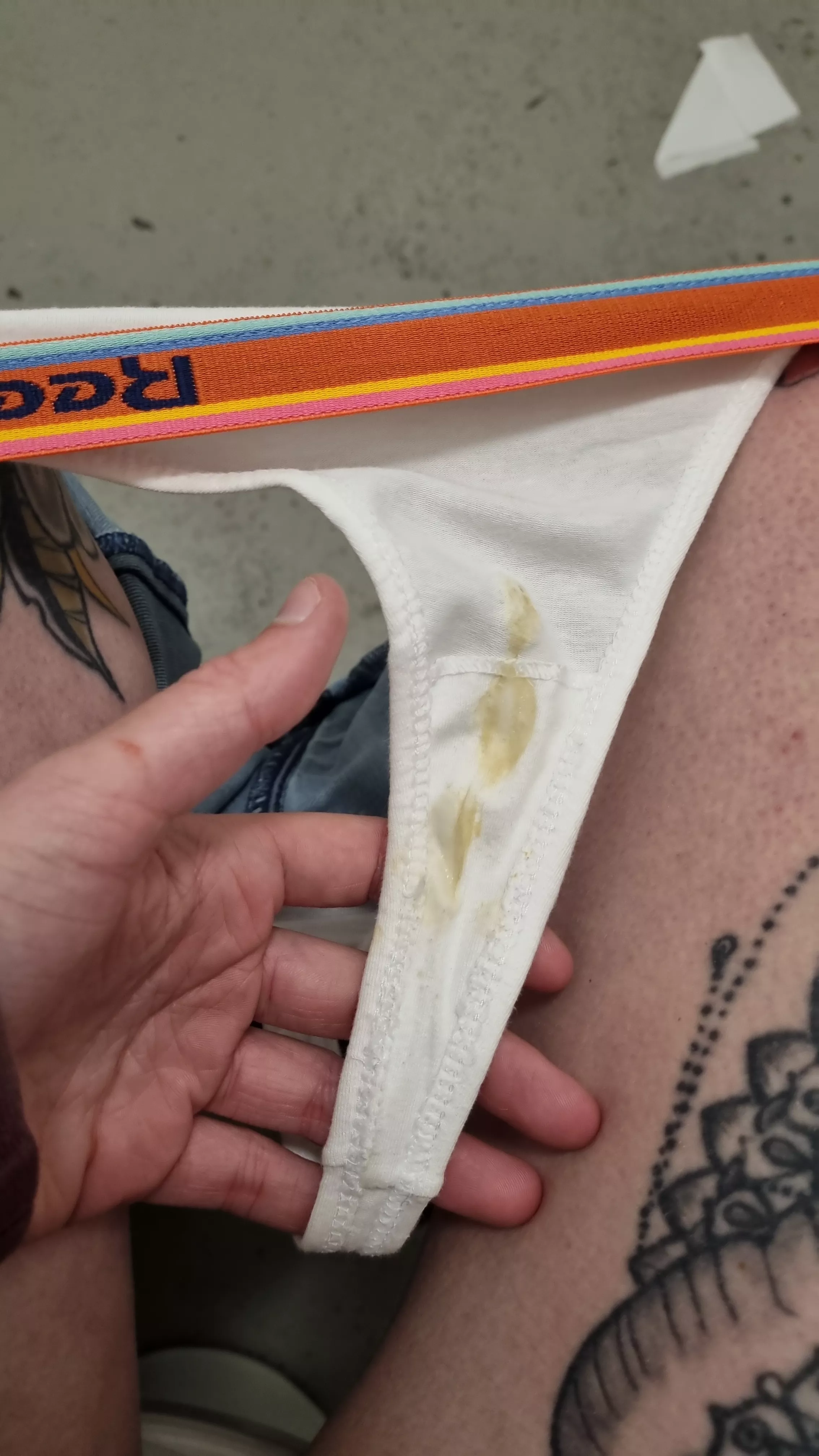 White Reebok Lemonade stained thong - ready to ship