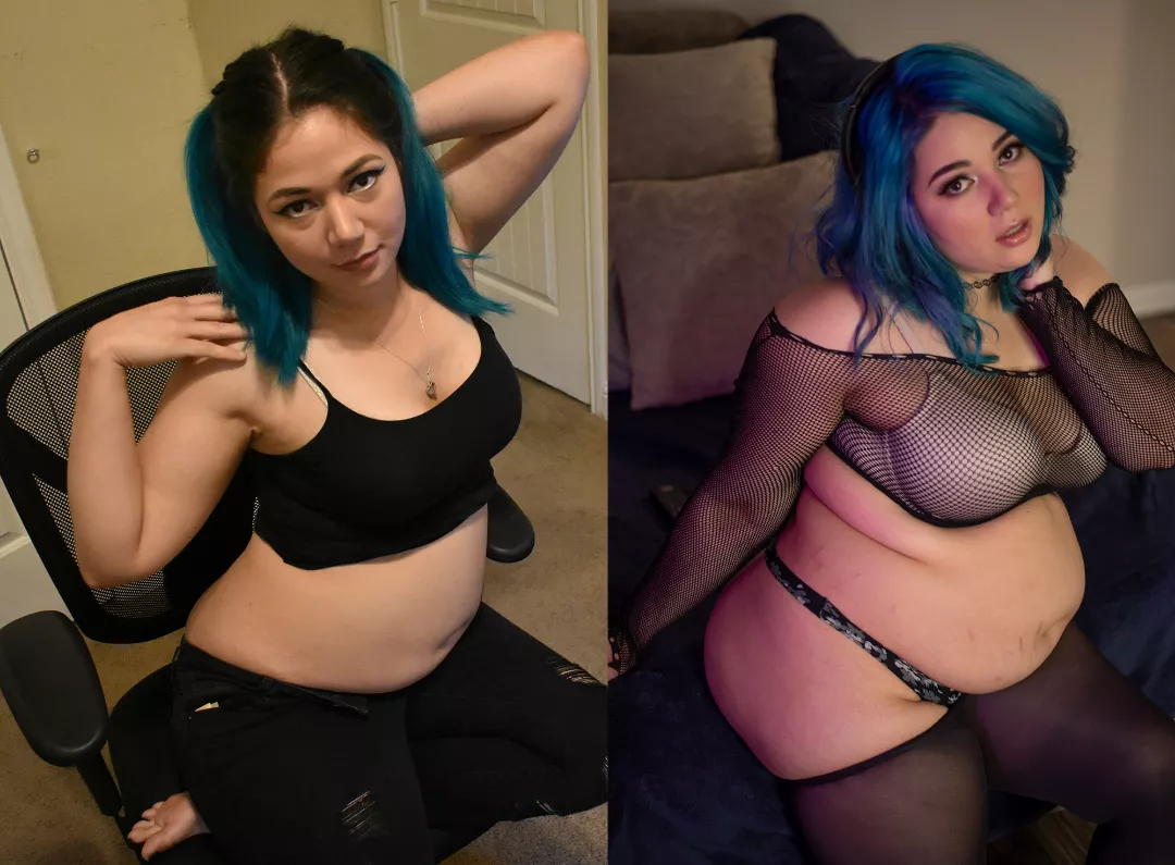 Before pic was from the day my bf asked me to be his feedee