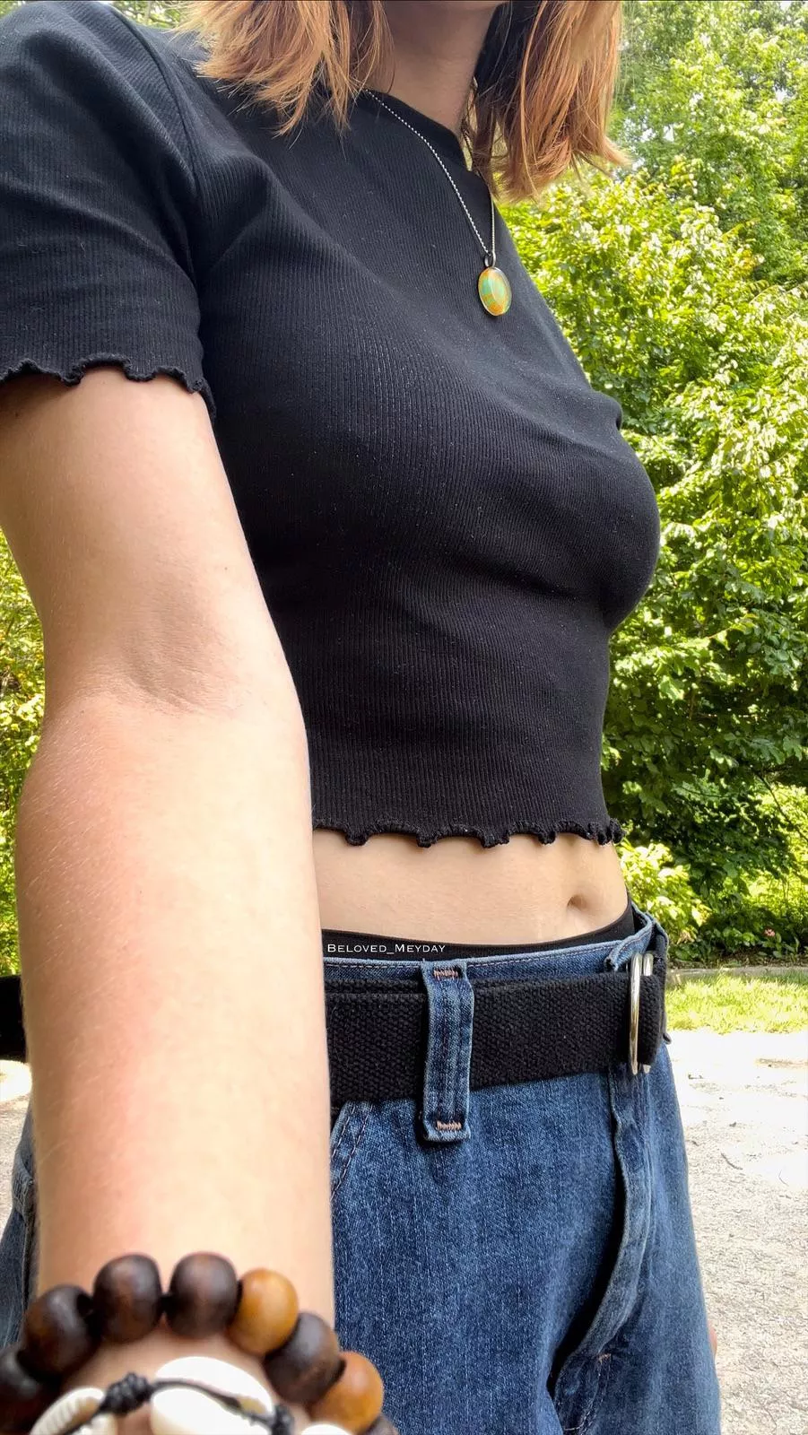 Skater girl belly button