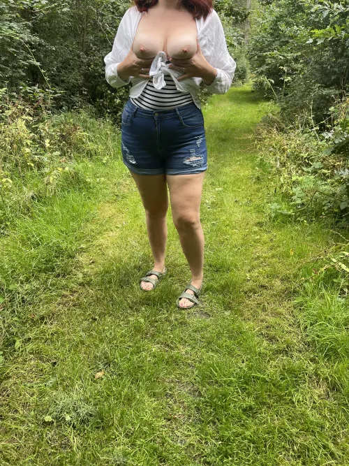 Woodland walk flash at my husband made something else woody 🍆