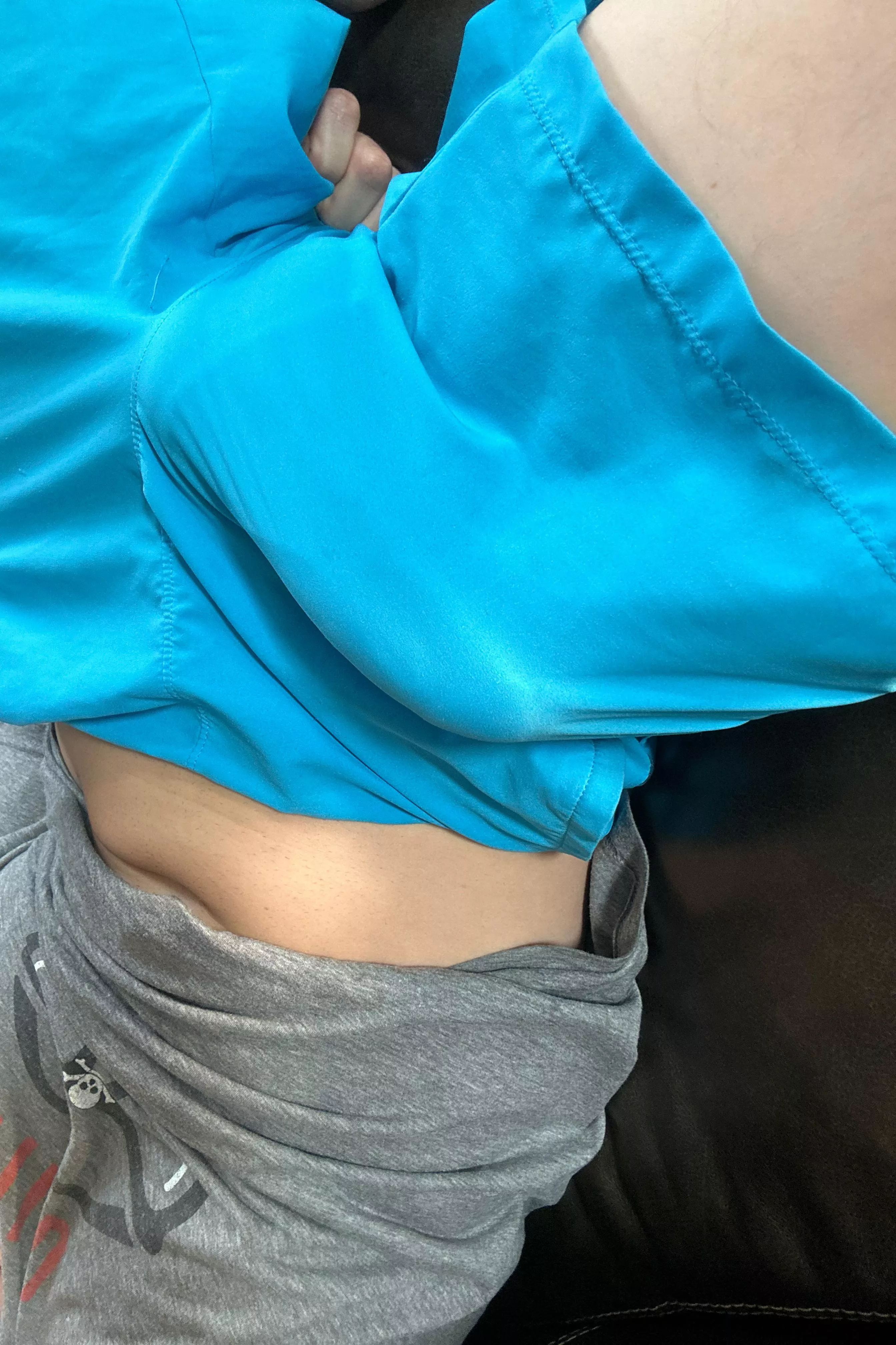 40-Just randomly hard on the couch…you know I’m commando…