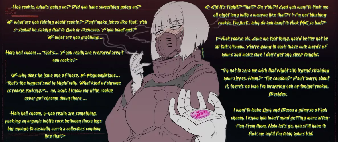 Kiwi's Rookie [Imminent Sex][Asking for Sex][Condom][Wholesome][Cyberpunk][BLEACHED] art by: tsukudani