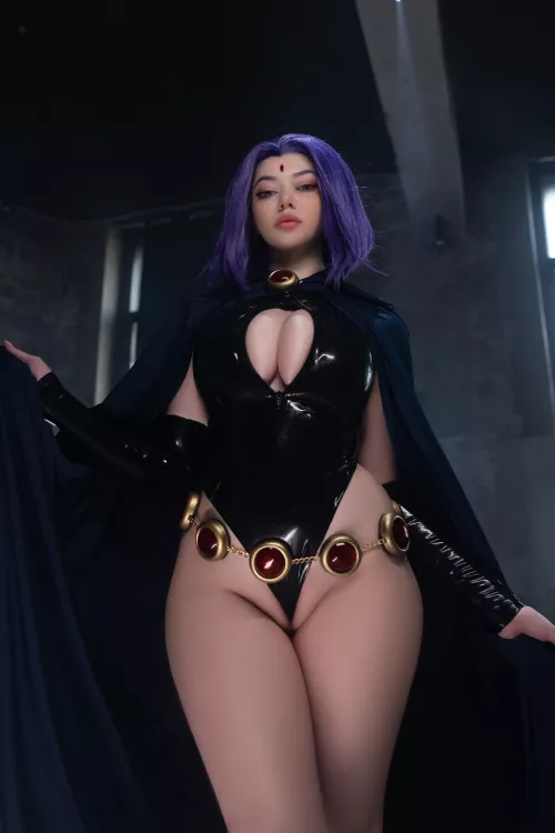 Raven in a very tight bodysuit by Alina Becker