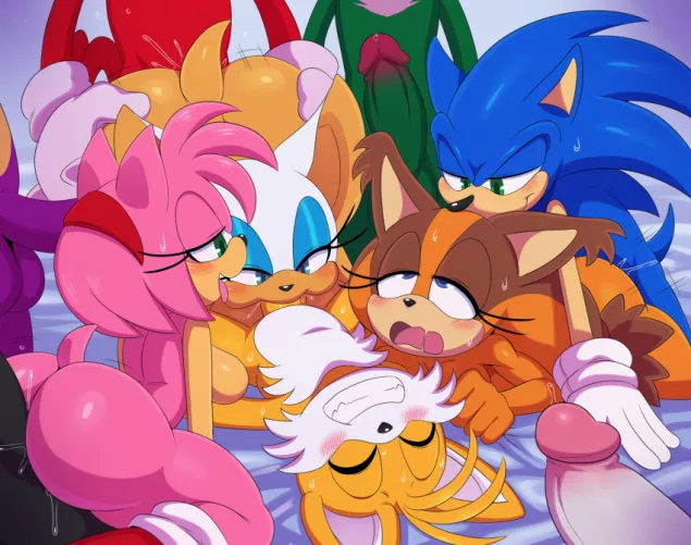 Sonic character Orgy with Tails at the Centre (sssonic2)