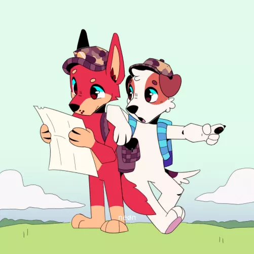 these two are so cute!!!!! (art by neonclawz on furaffinity.net)