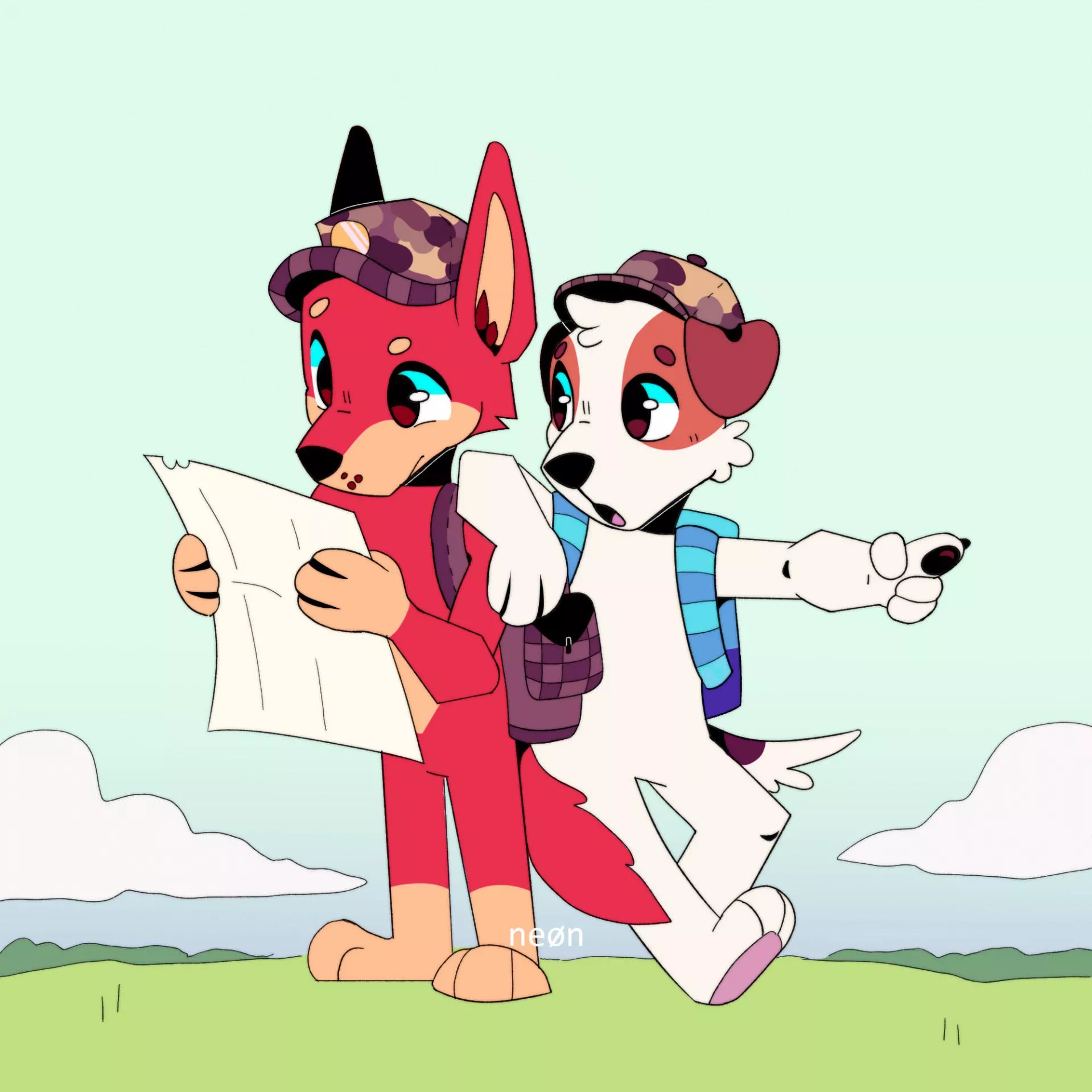 these two are so cute!!!!! (art by neonclawz on furaffinity.net)
