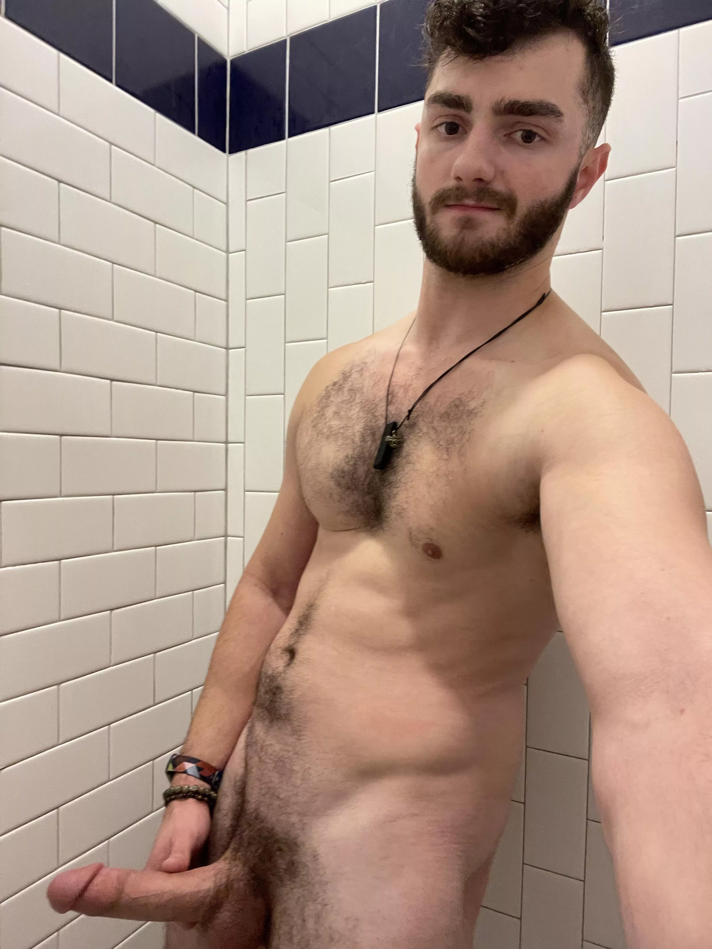 Who wants to play with a thick dick in the locker room shower?