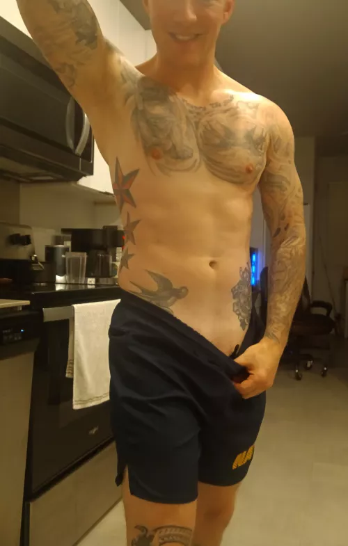 My proposed change to the PT uniform? Shirtless option.