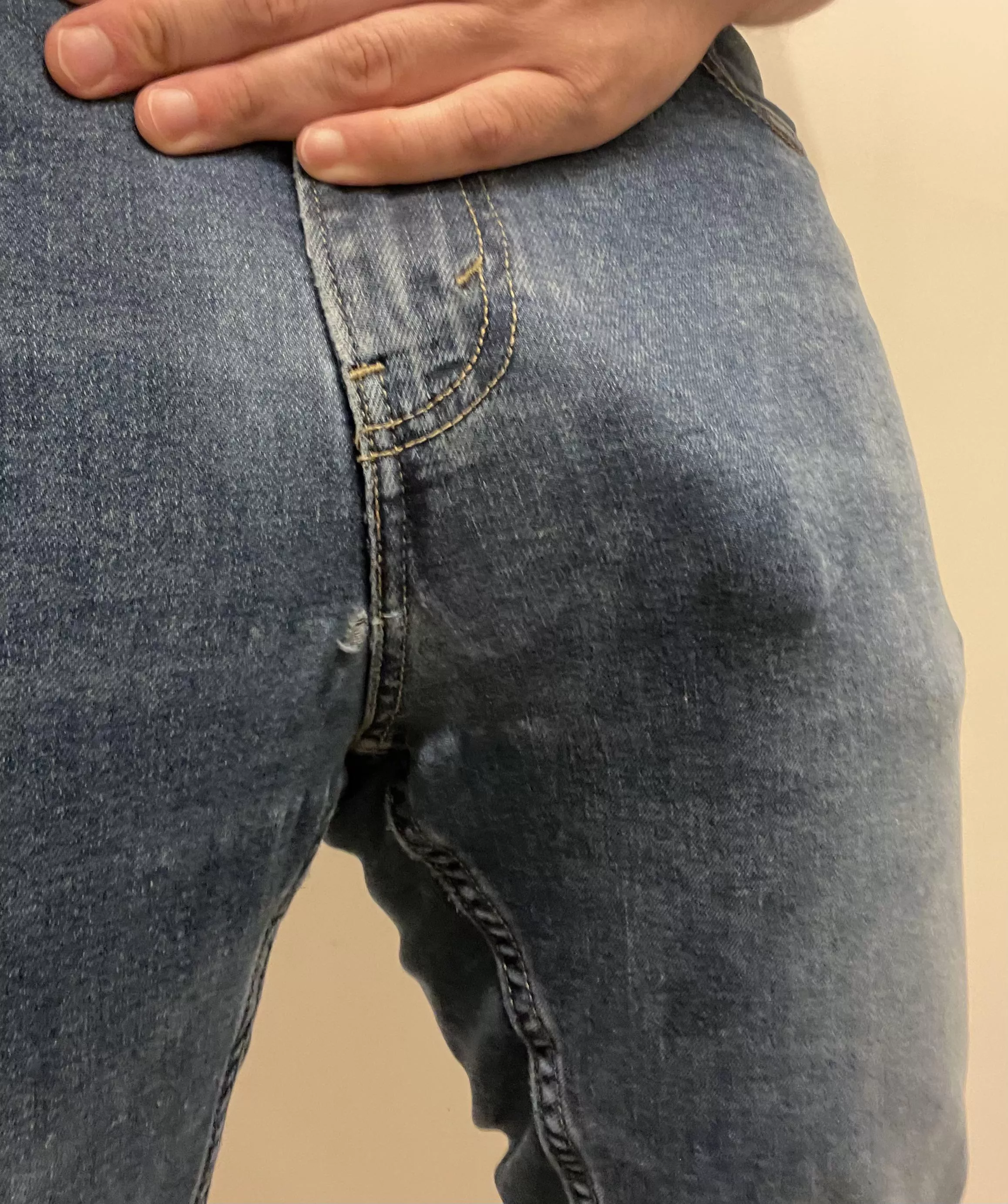 Showing through my thin, worn out jeans