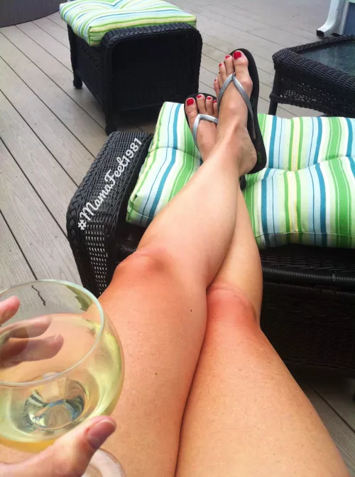 Sippin on some wine, who likes these toes?