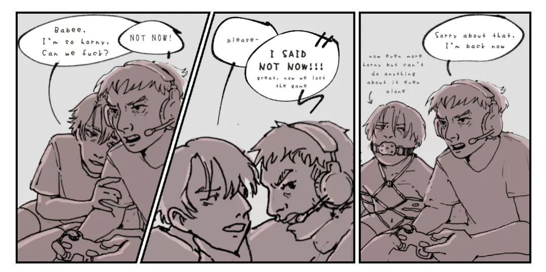 A three panel gay comic