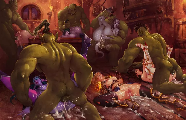 After a successful raid, the Orcs celebrate their victory by breaking in their new toys. (JoiX)