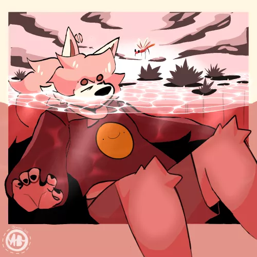 eepy wolf in a lake (art by me)