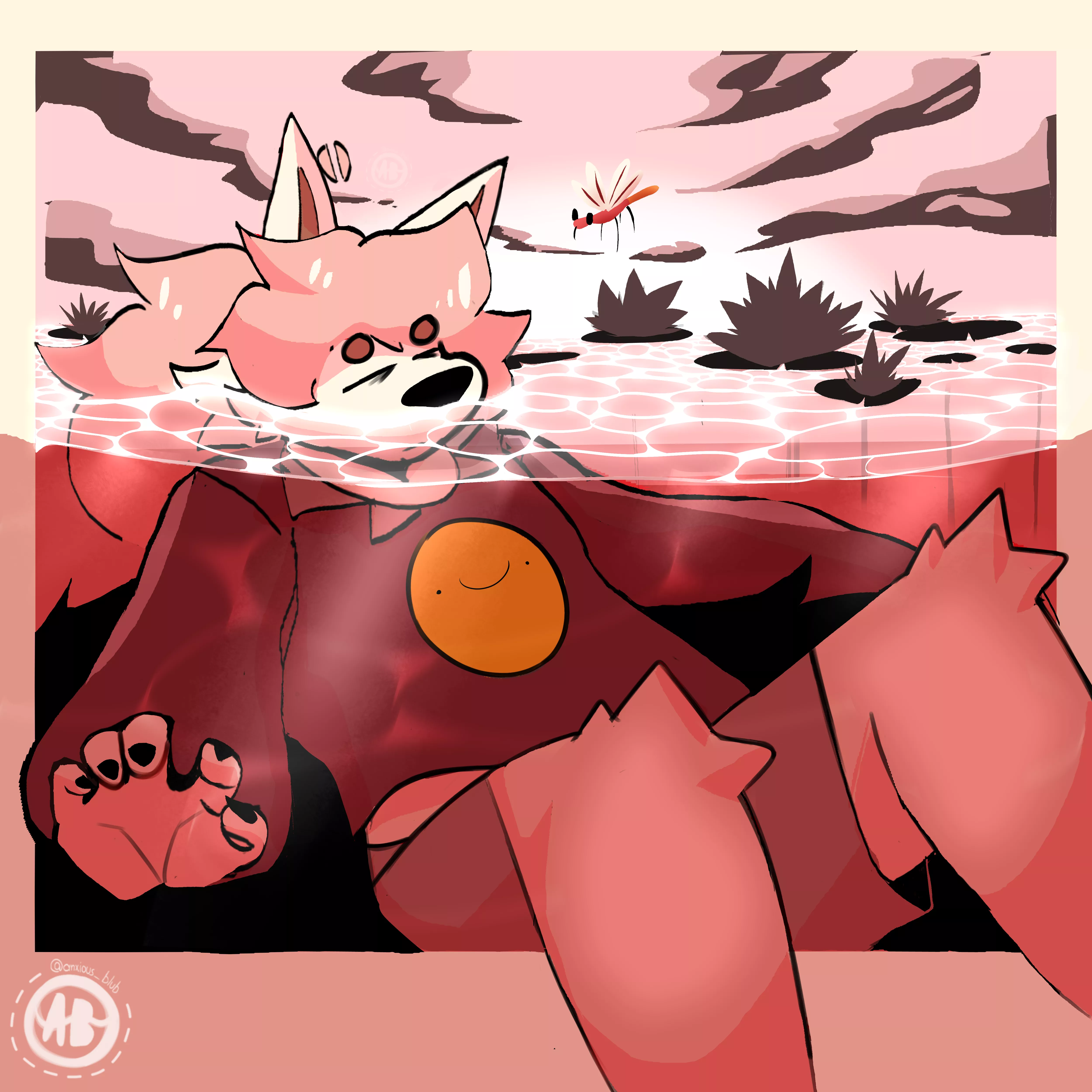 eepy wolf in a lake (art by me)