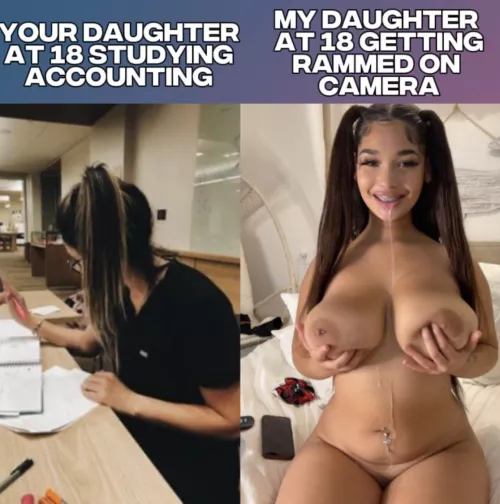 Isn’t this every Dad’s dream? Showing off your big titty Daughter to the world?