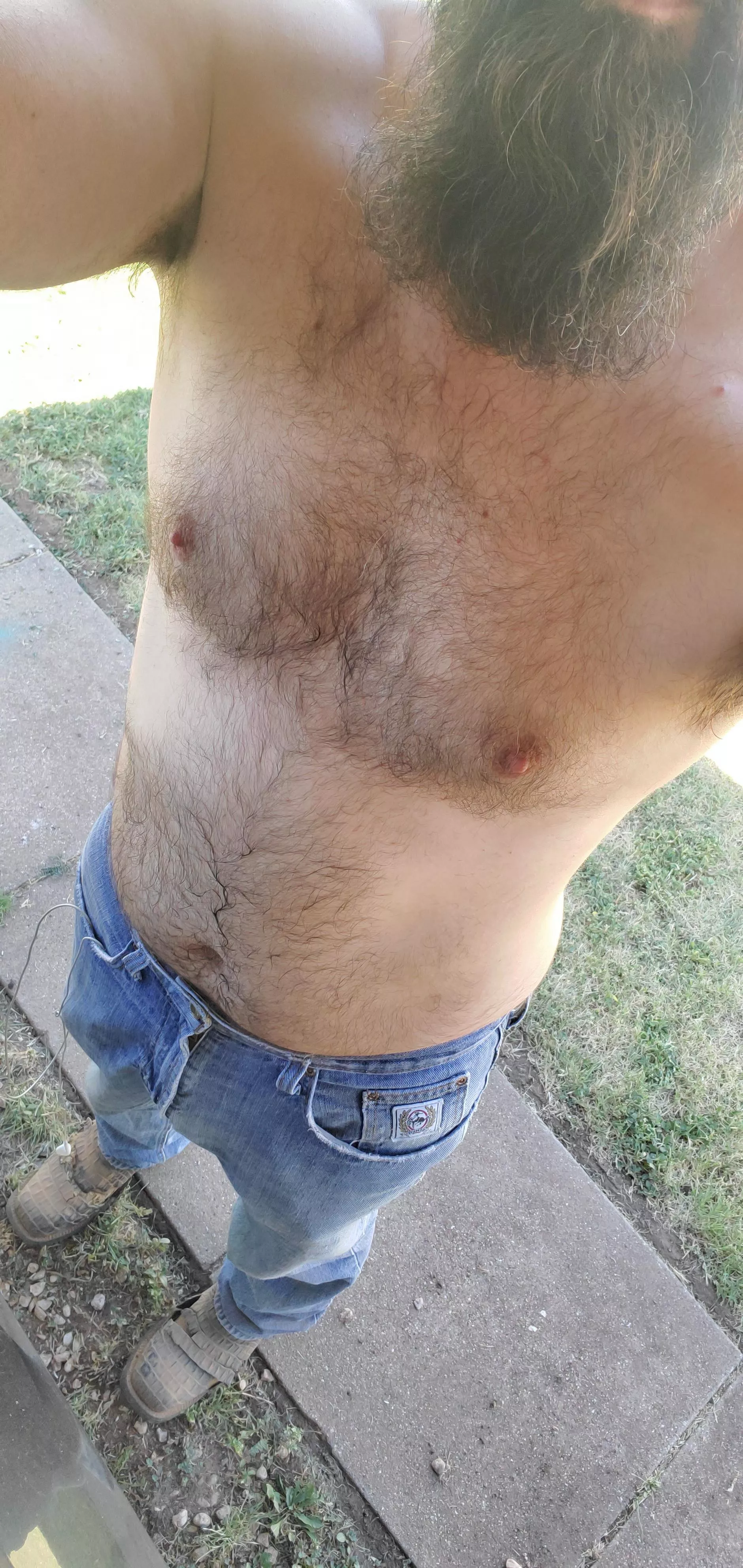 Outside working in this heat. Can you bring me a beer