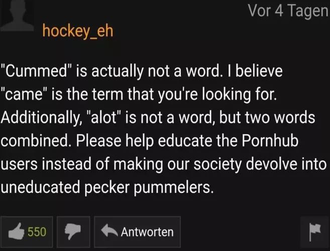 Found this Grammer Nazi on pornhub
