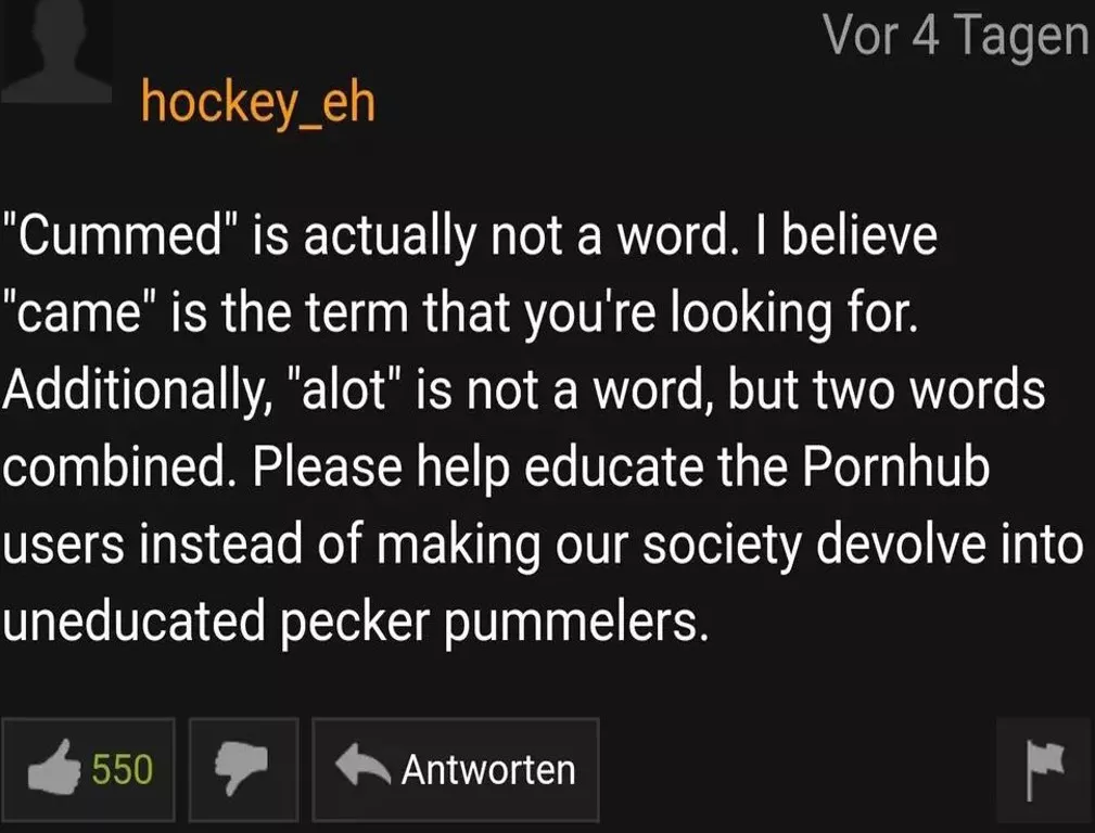 Found this Grammer Nazi on pornhub