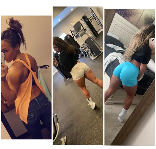 Progress pictures are the best way to remind yourself how far you’ve come! When I first started lifting compared to 4 years in, compared to where I am at today. It’s absolutely possible to grow a 🍑 and legs with hard work.