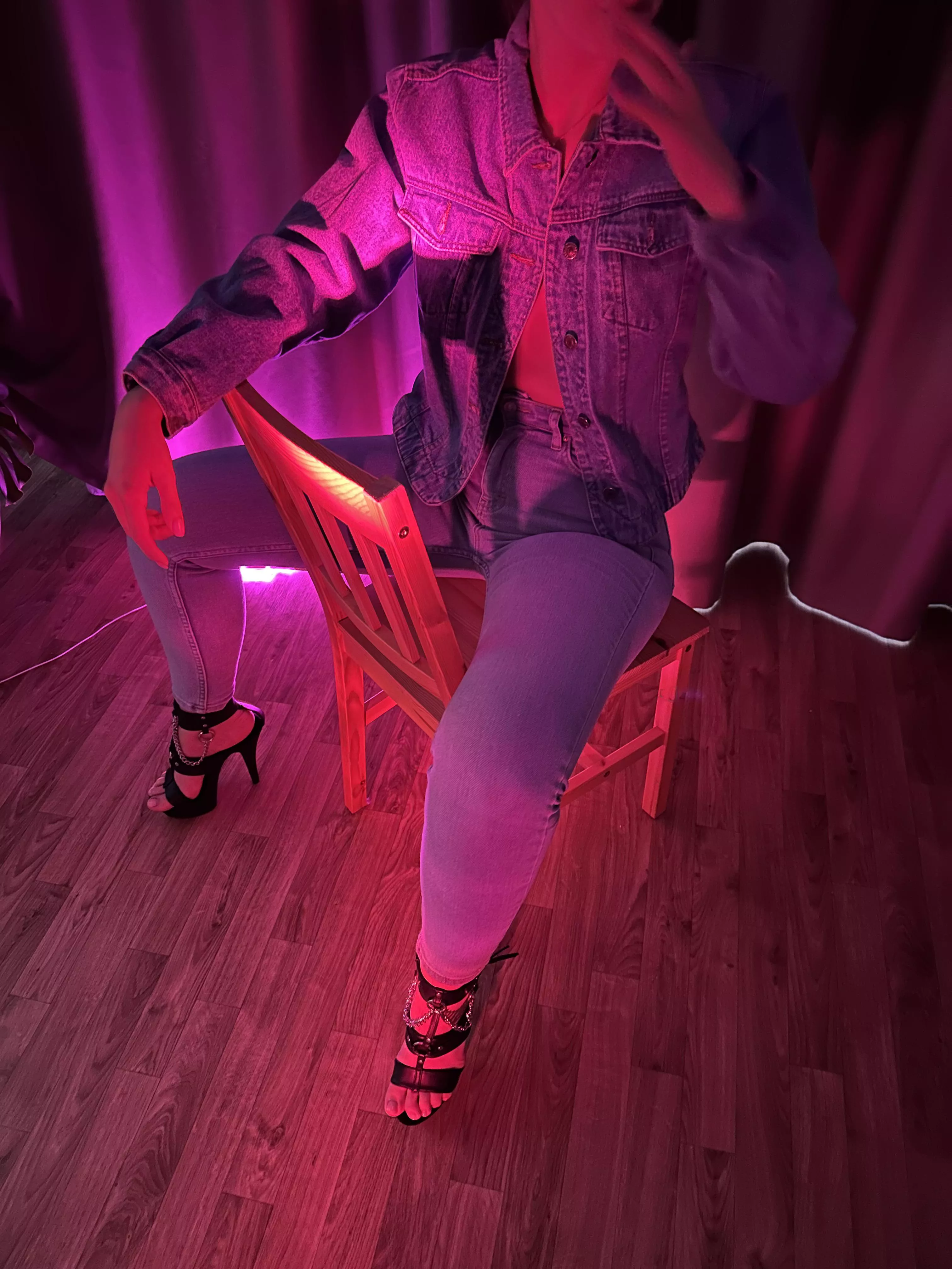 Daddy sets up light for our photoshoot. Yup, the clothes went off soon afterwards lol