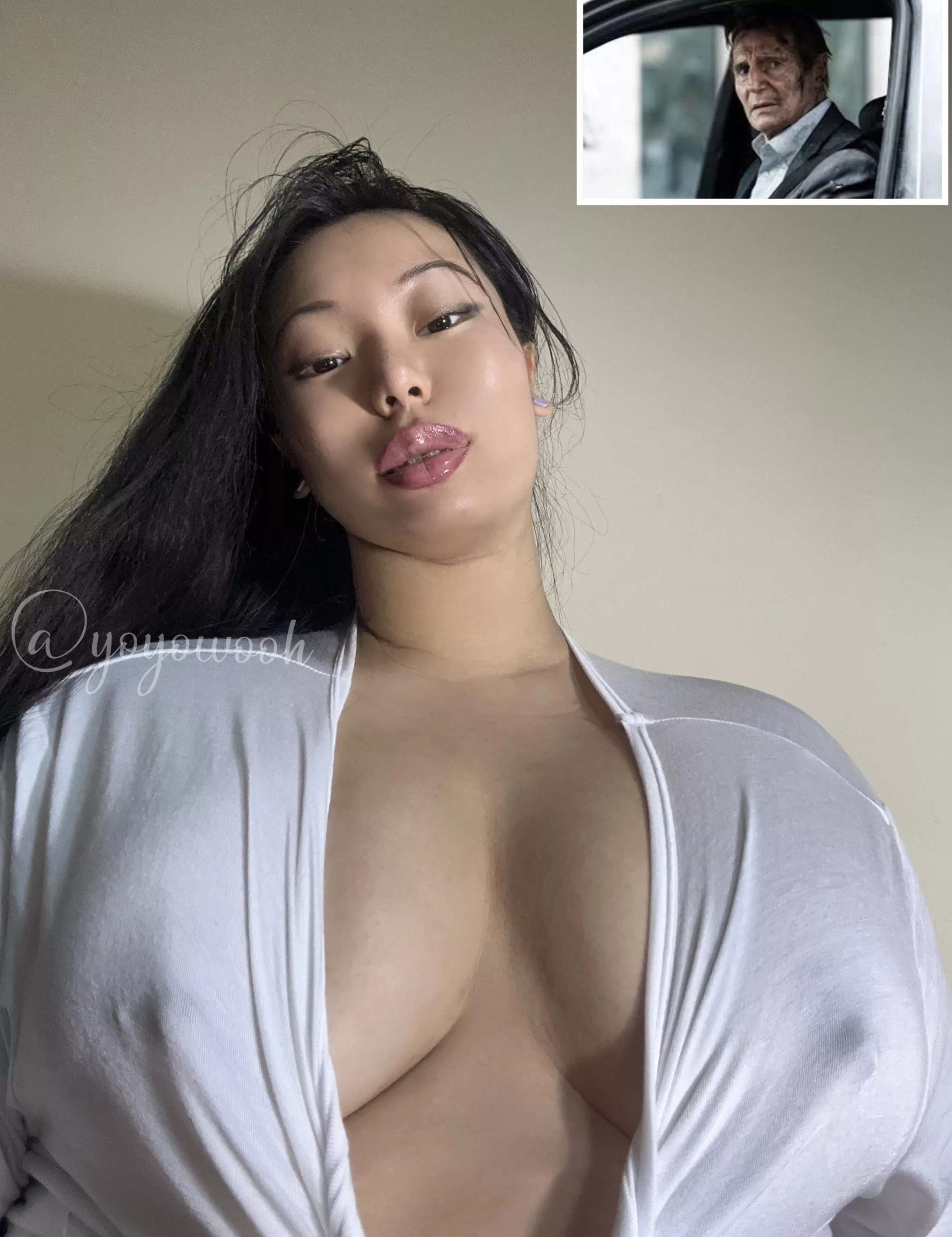 34D’s temptation,Liam can’t handle this.