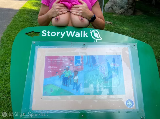 Come on the StoryWalk with me. My titties have A LOT of stories to tell! (=^•^=) [f]