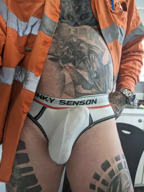 It's a bit squashed in and straining against my underwear, but it didn't stay in there for long