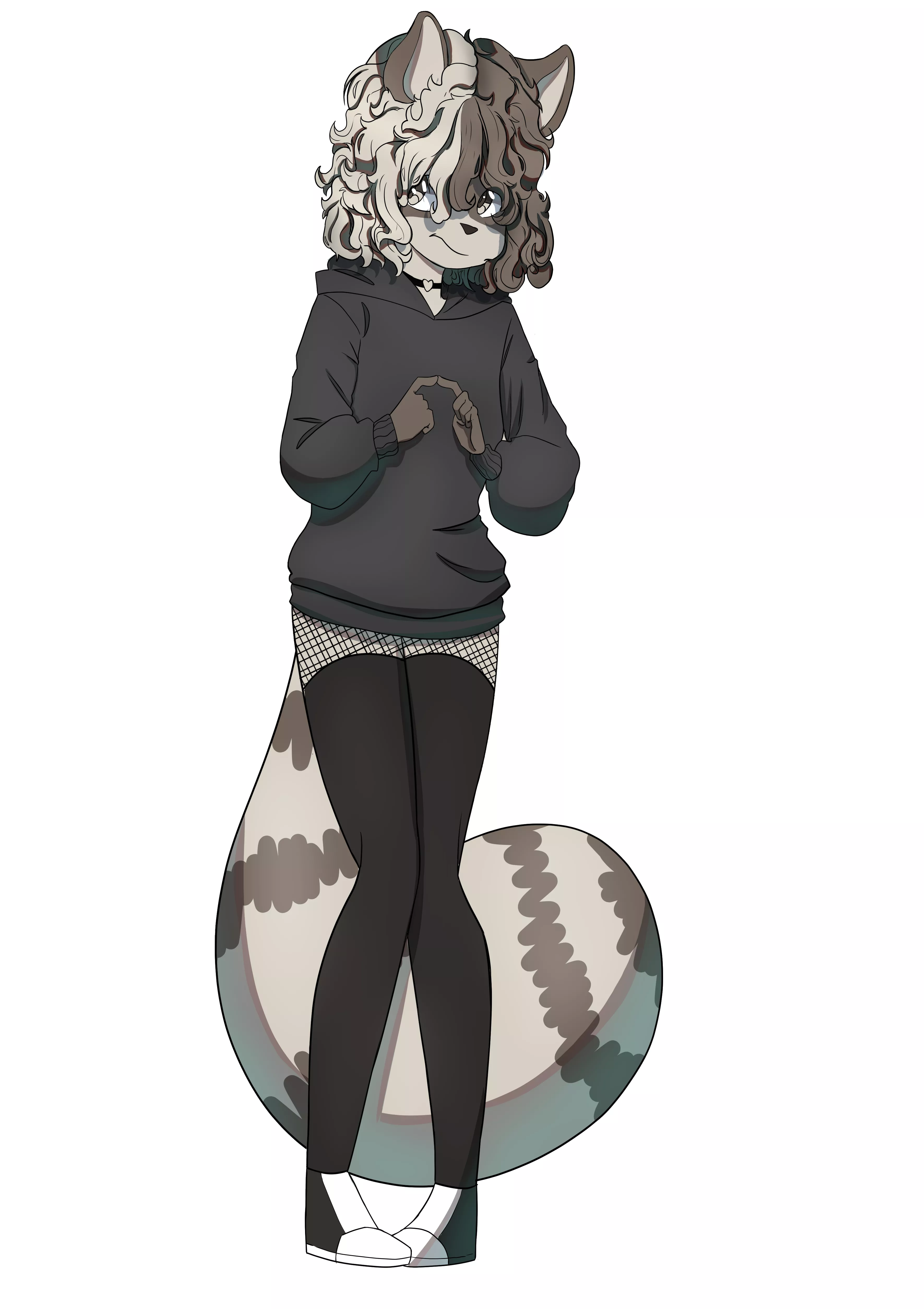Shy raccoon girl (art by me)