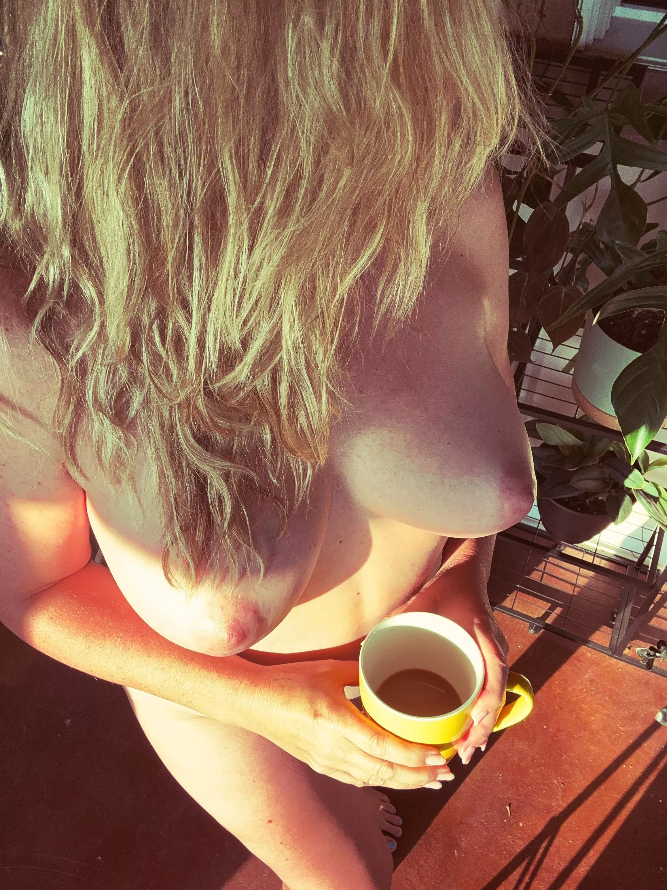 Enjoying some sunshine and coffee…