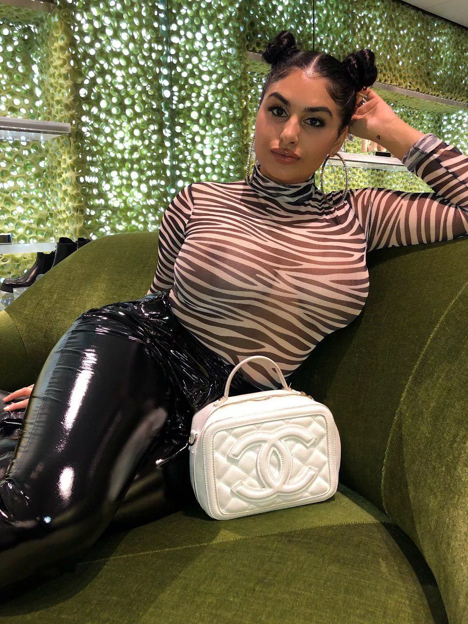 Her top does not cover, it 