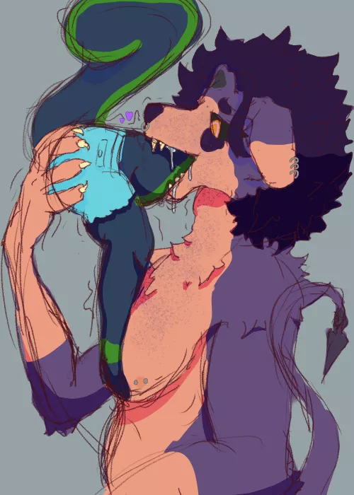 {Image} Art of me and my partners characters [art by me] [oc] [@helavore on twitter]