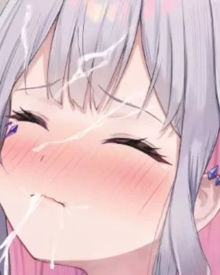 LF Color Source 1girl, Koseki Bijou, closed eyes, closed mouth, blushing, cum, white hair