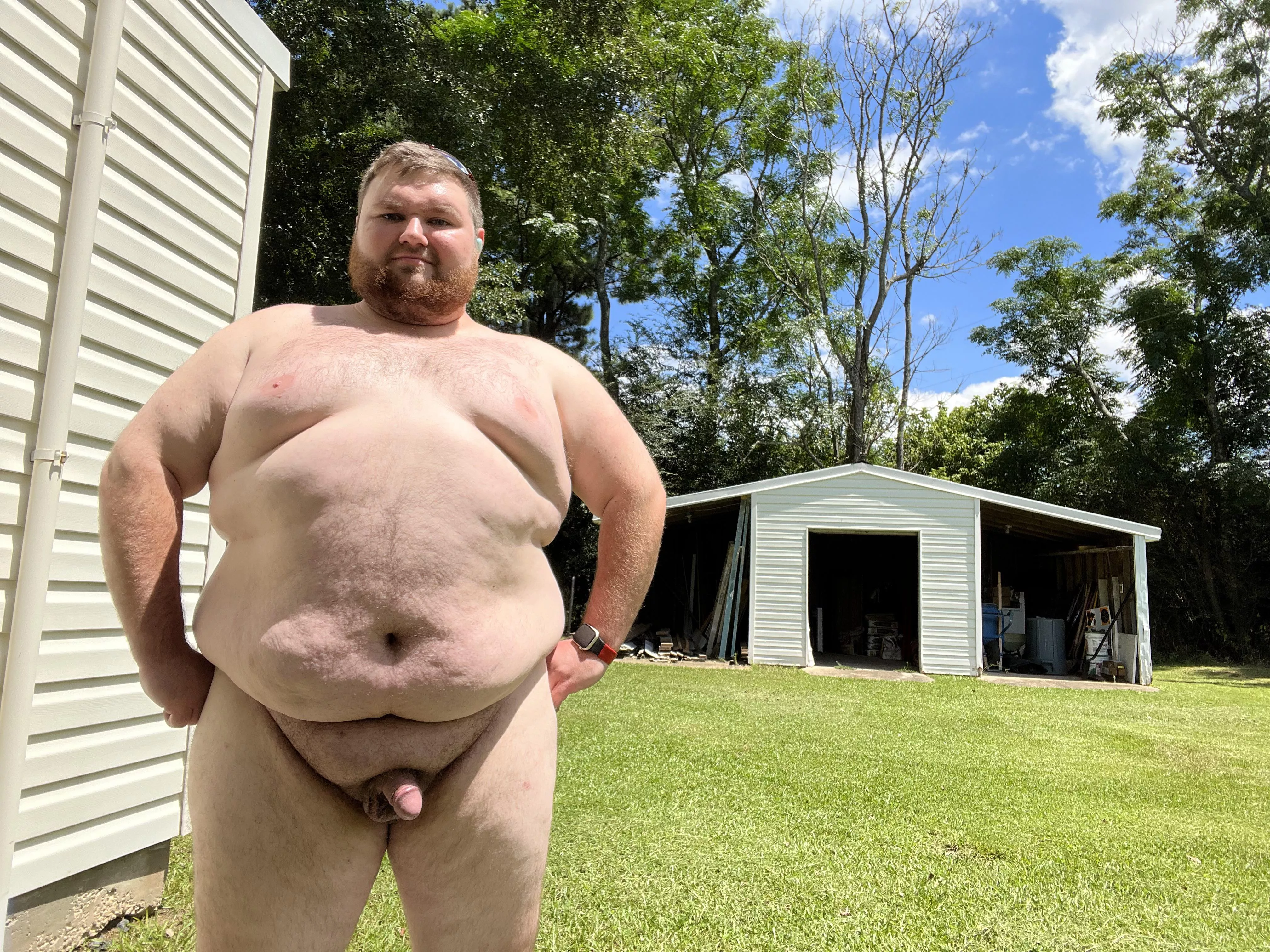 Mowing the lawn is more fun naked