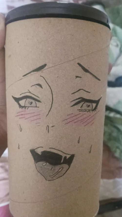 Drew this ahegao on my fucking diy dustbin