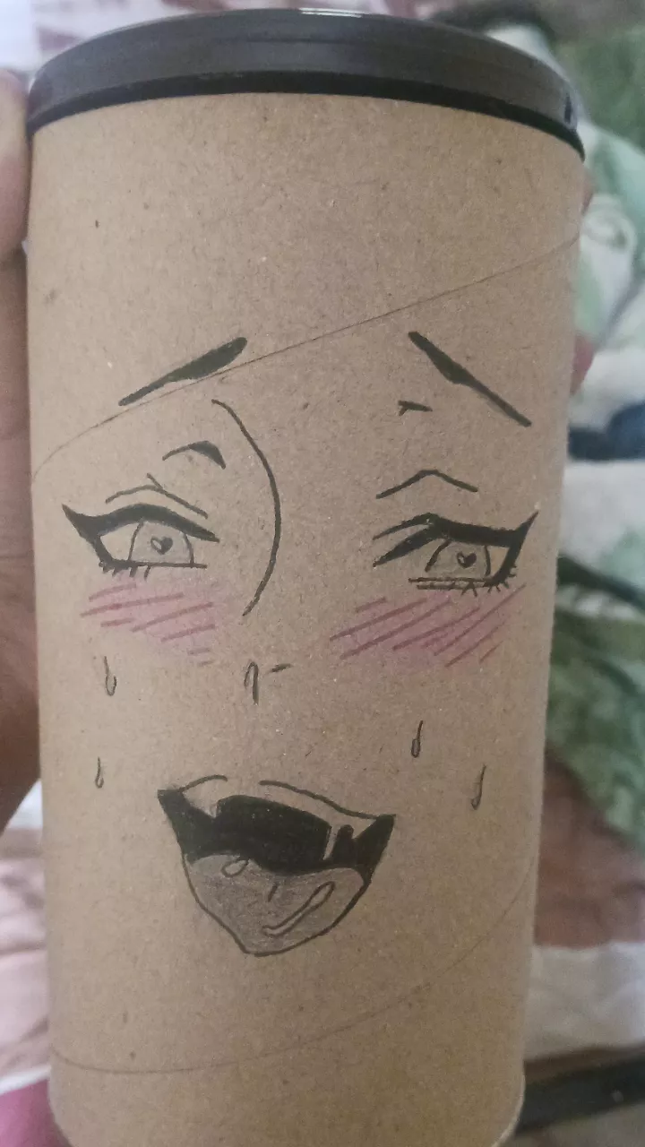 Drew this ahegao on my fucking diy dustbin