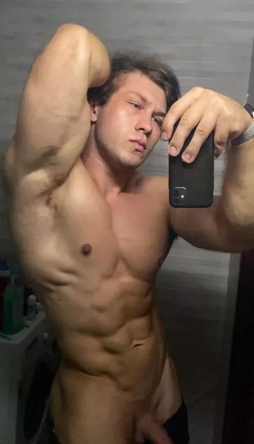 Prepping for the shower after hard training