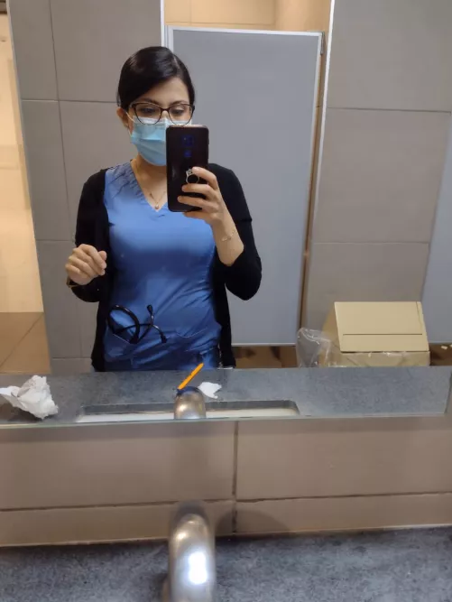 Beautiful in blue scrub my favorite without a doubt