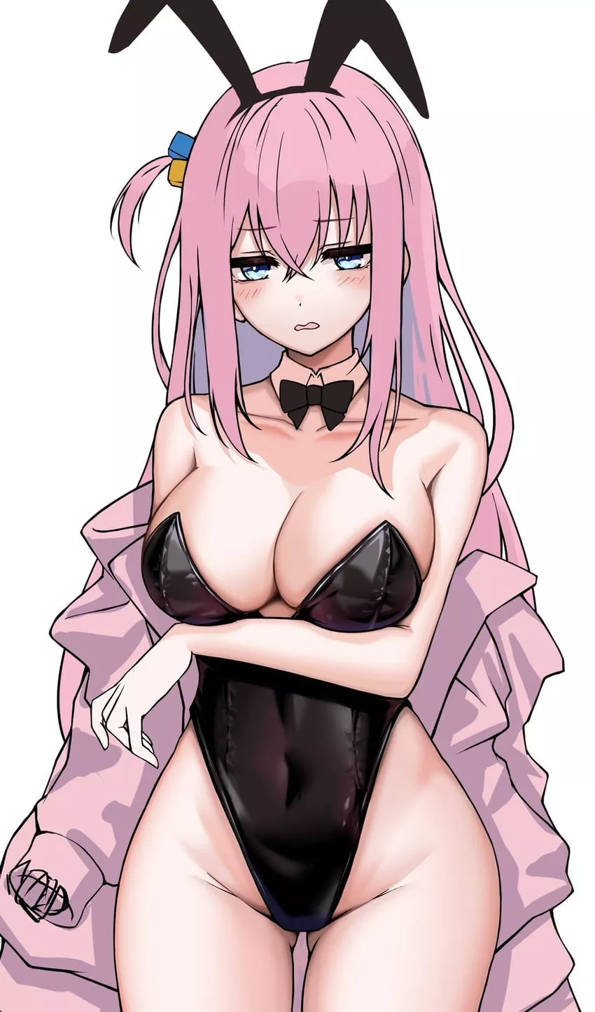 Gotoh tries on the bunny costume